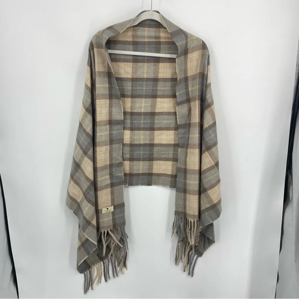House Of Tweed Scotland‎ | Colorblock Rectangle Scarf Beige gray Unisex